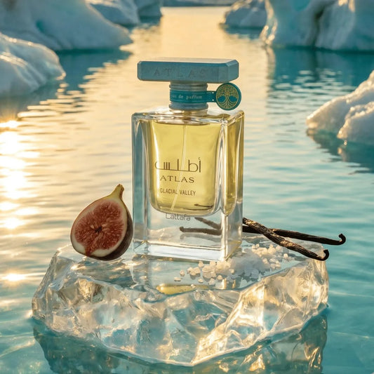 Atlas Glacial Valley Lattafa perfume árabe unisex marino afrutado fresco y avainillado