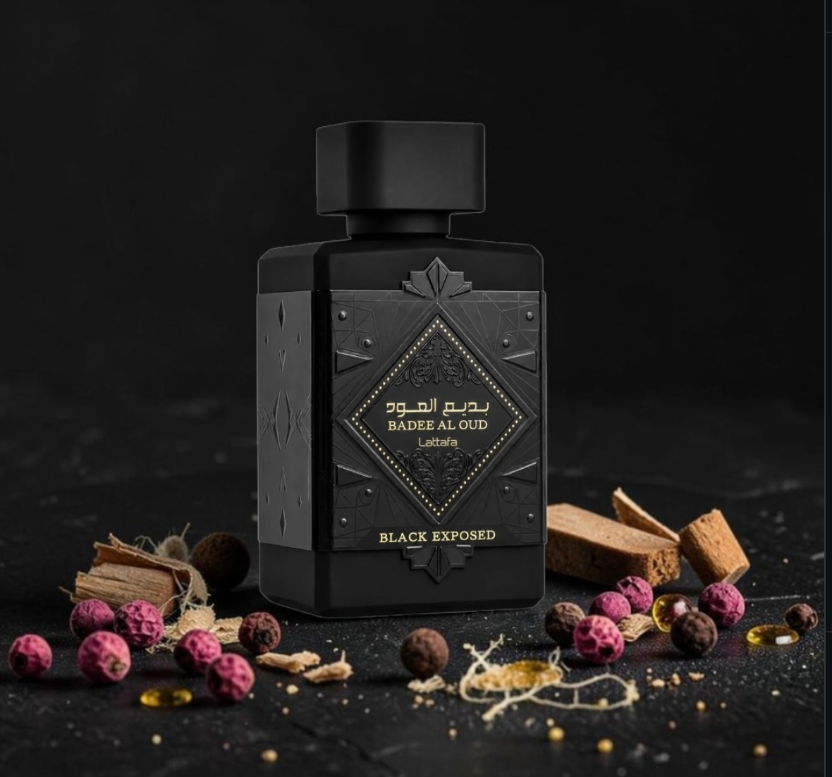 Black Exposed Lattafa perfume de vainilla y cacao