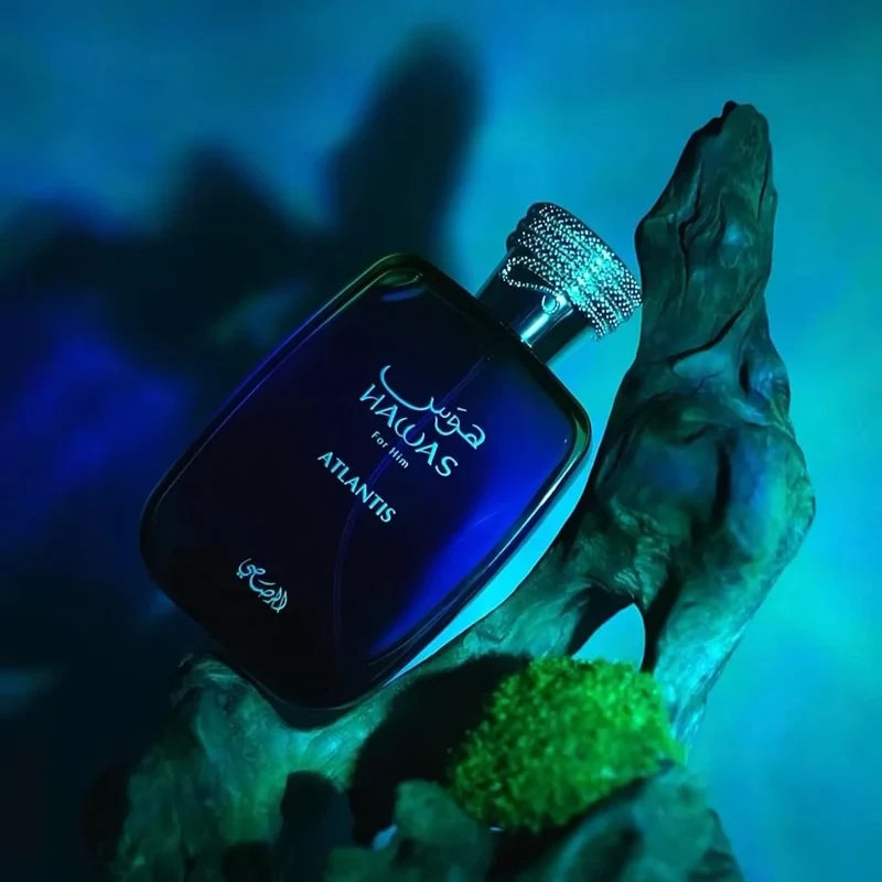 HAWAS ATLANTIS - Rasasi | Perfume Árabe Marino, Mineral Y Amaderado