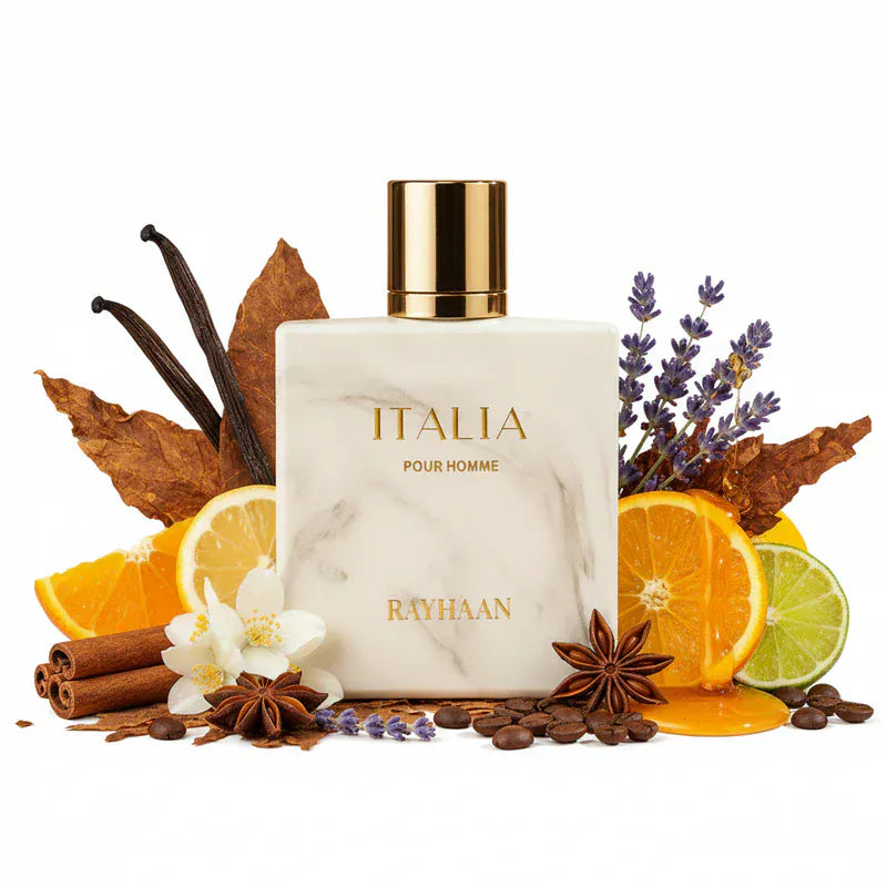 ITALIA POUR HOMME– Rayhaan | Perfume Árabe Masculino Dulce, Elegante y Seductor