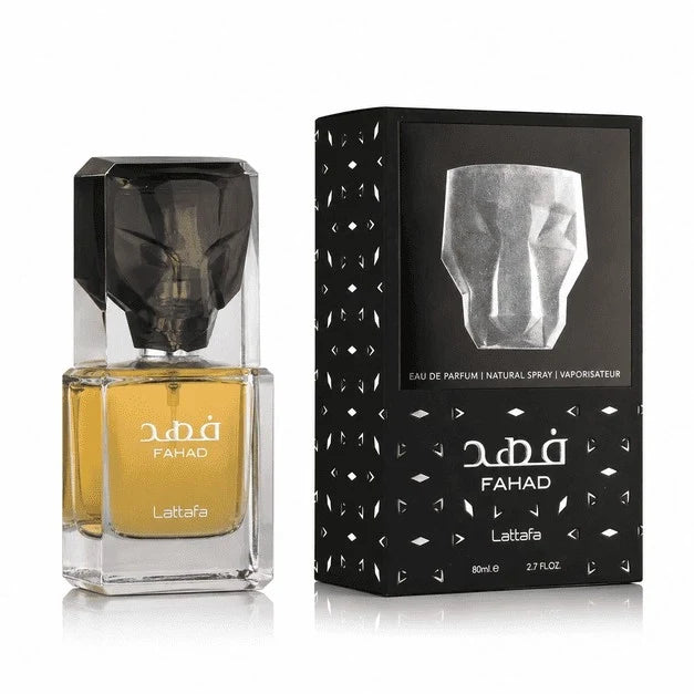 Detalle del frasco de perfume Fahad Lattafa