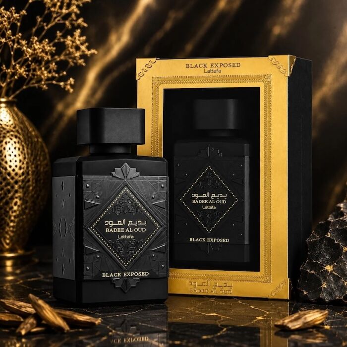 Badee Al Oud Black Exposed Lattafa perfume árabe unisex 100 ml