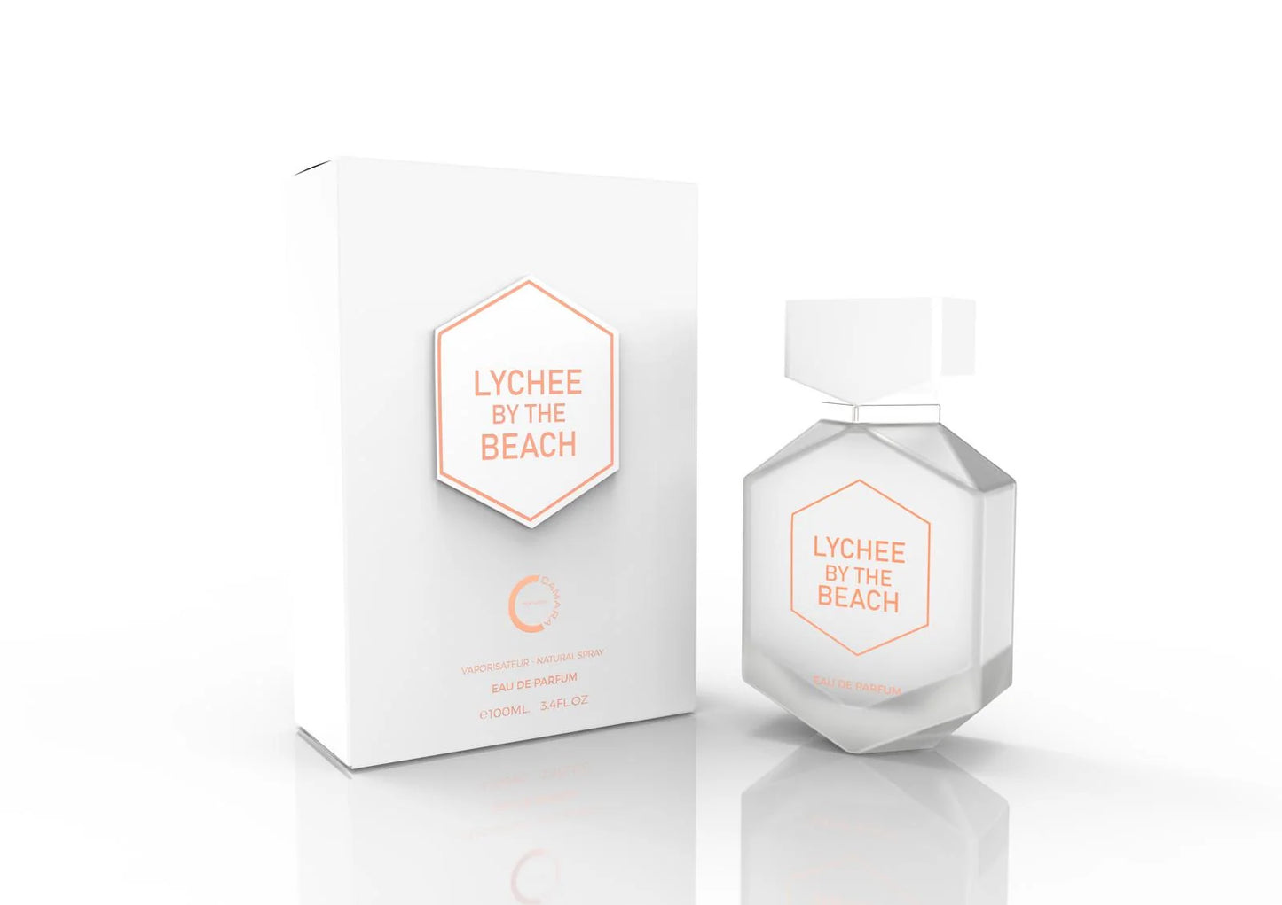 perfume lychee by the beach camara botella