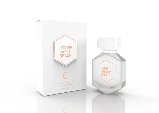 perfume lychee by the beach camara botella