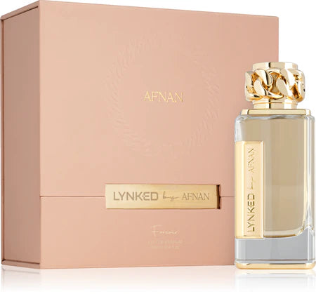 Detalle del frasco Lynked Forever perfume floral femenino
