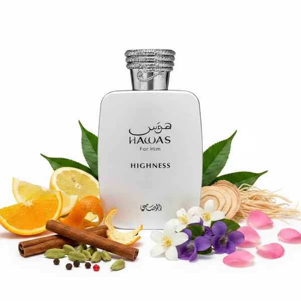 Rasasi Hawas Highness perfume masculino cítrico y amaderado